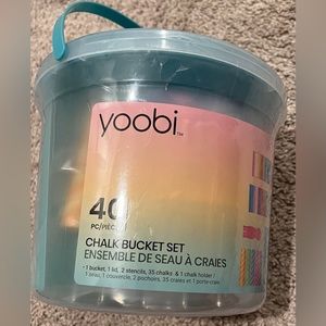 Yoobi 40 Piece Chalk Bucket Set With Stencils, Chalk, And Chalk Holder